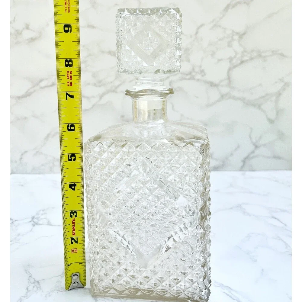 Vintage 1960s I.W. Harper Diamond Point Clear Cut Scotch Rye Liquor Decanter